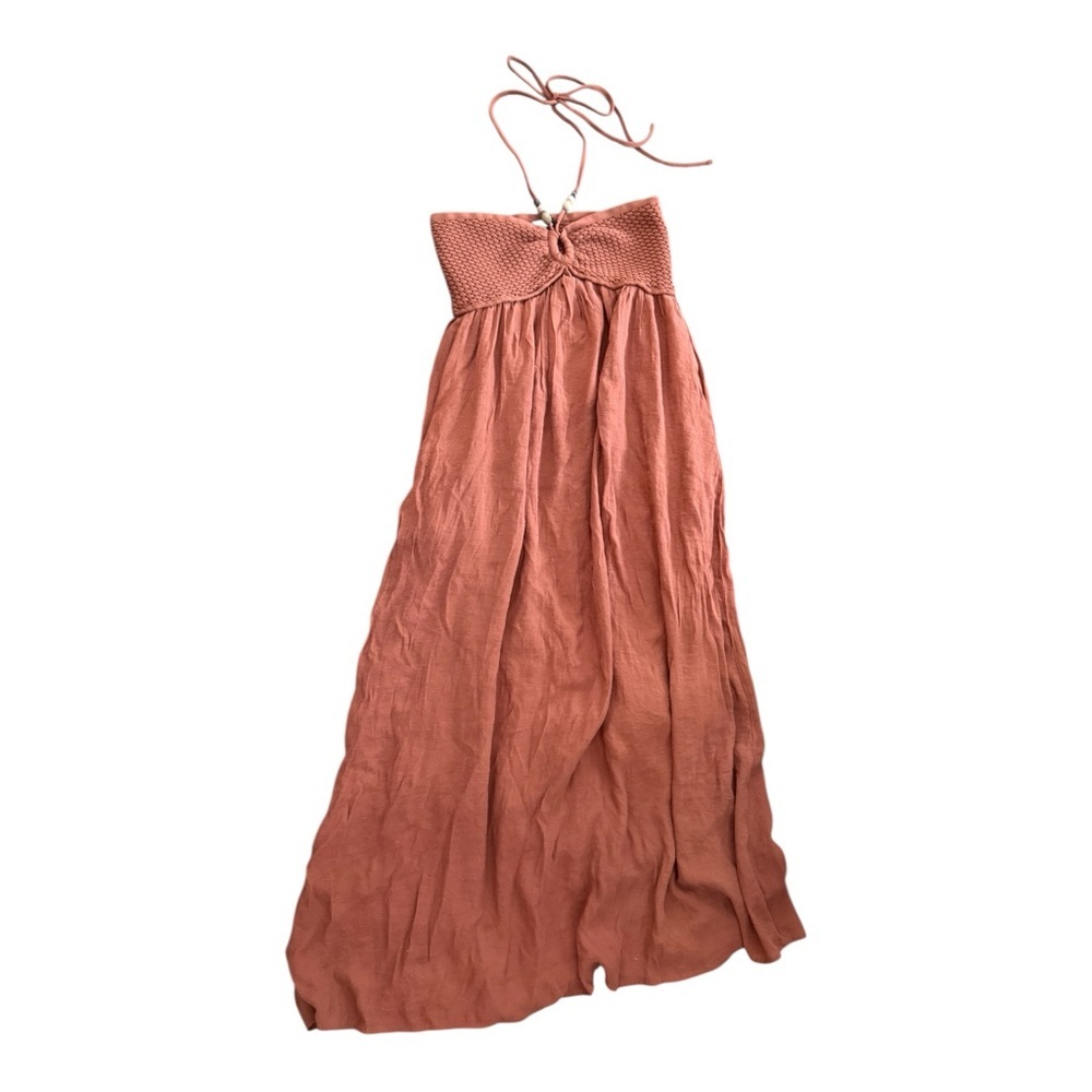 Blu Pepper Rust Crochet Halter Maxi Dress S Boho Festival Cottagecore - Picture 2 of 6